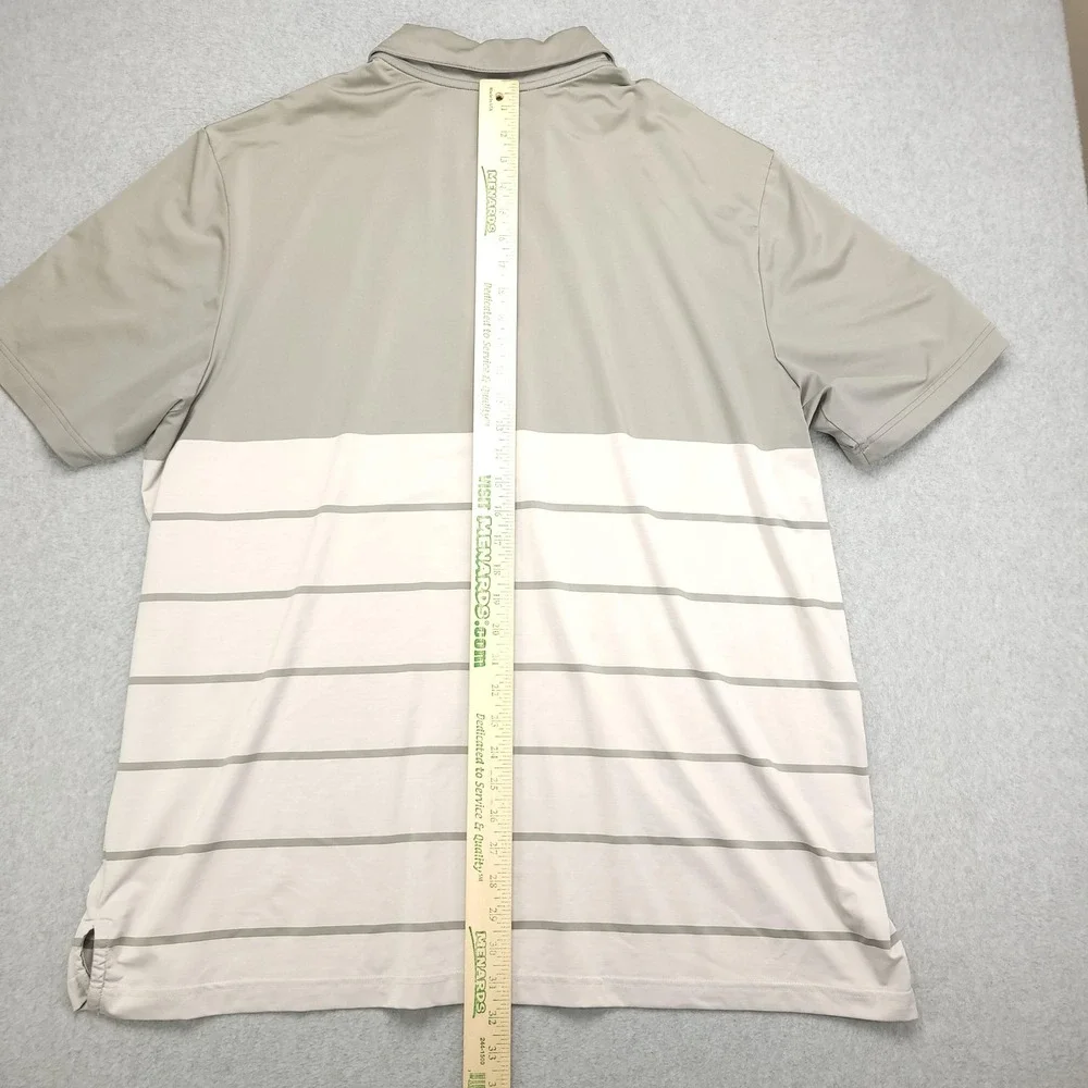 Adidas Golf Polo Shirt Mens 2XL Gray White Stripe Champions Run Golf Performance